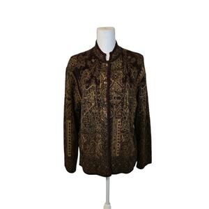 Chico's Design Vintage Cardigan Sweater Women Size XL Brown Preppy Classic